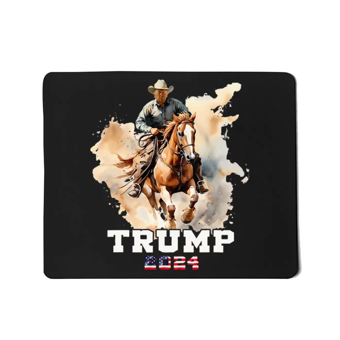 Trump Riding Horse American Flag Cowboy Mousepad