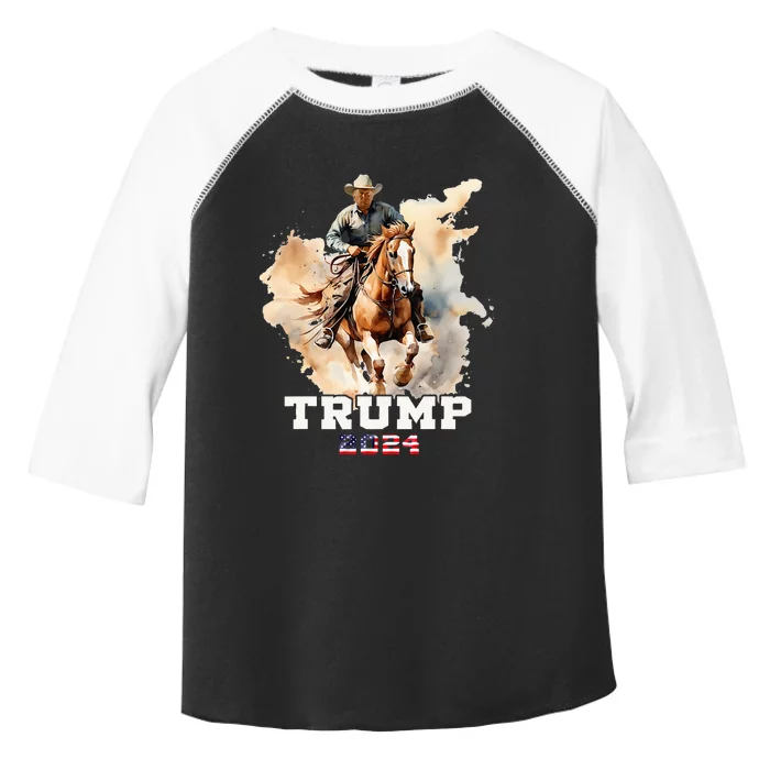 Trump Riding Horse American Flag Cowboy Toddler Fine Jersey T-Shirt