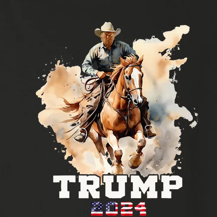 Trump Riding Horse American Flag Cowboy Toddler Long Sleeve Shirt