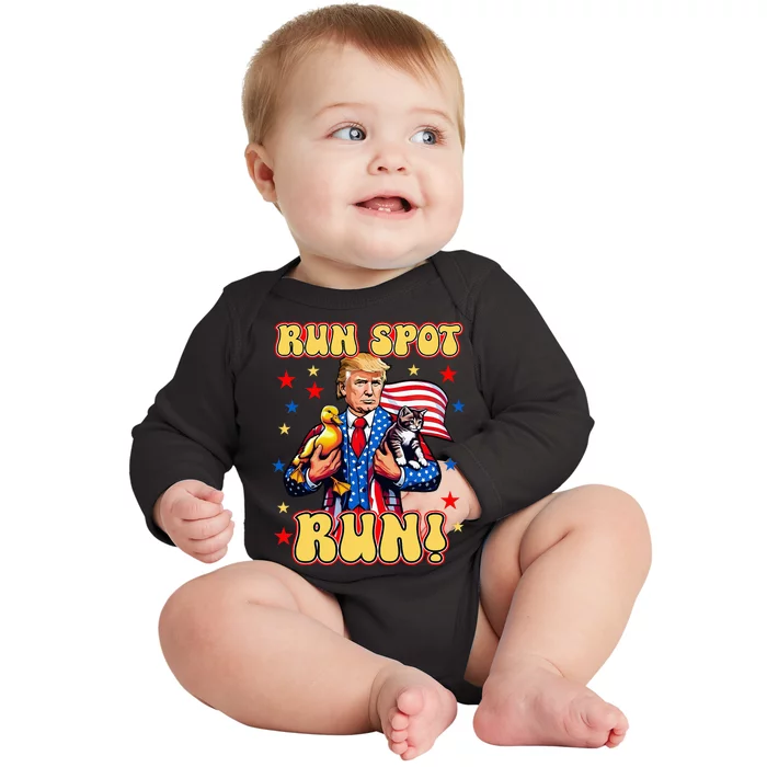 Trump Run Harris Spot Run Dog Debate 2024 Baby Long Sleeve Bodysuit