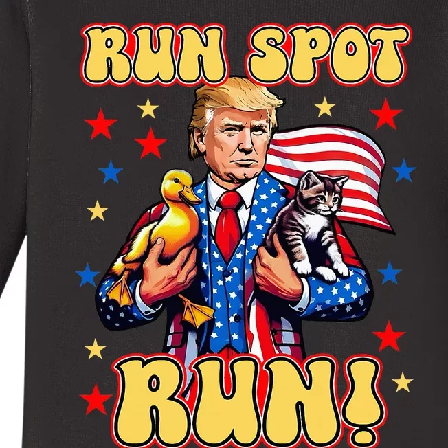 Trump Run Harris Spot Run Dog Debate 2024 Baby Long Sleeve Bodysuit