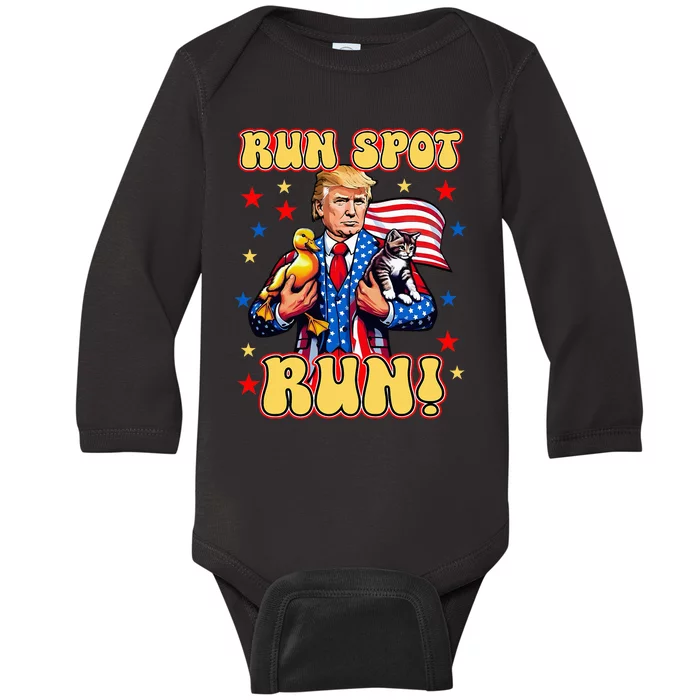 Trump Run Harris Spot Run Dog Debate 2024 Baby Long Sleeve Bodysuit