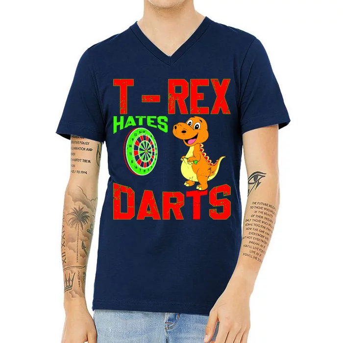 T Rex Hates Darts V-Neck T-Shirt