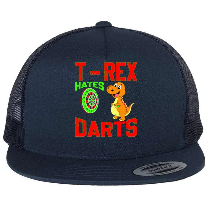 T Rex Hates Darts Flat Bill Trucker Hat