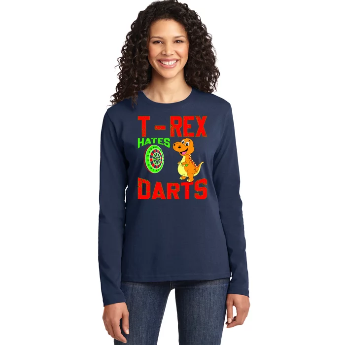 T Rex Hates Darts Ladies Long Sleeve Shirt