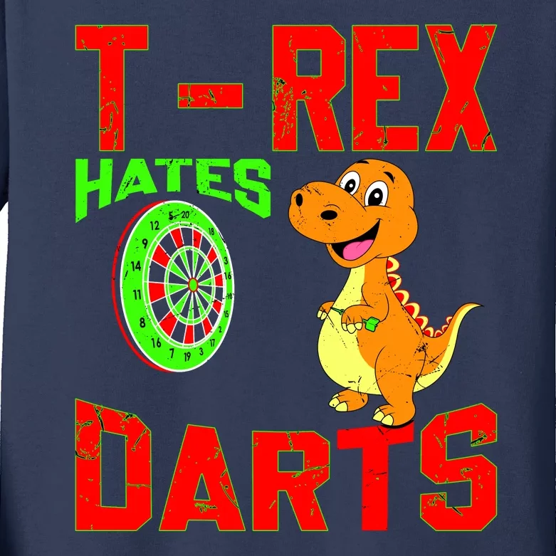 T Rex Hates Darts Kids Long Sleeve Shirt