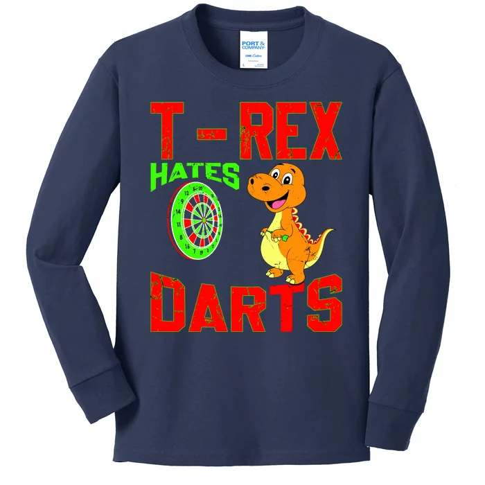 T Rex Hates Darts Kids Long Sleeve Shirt