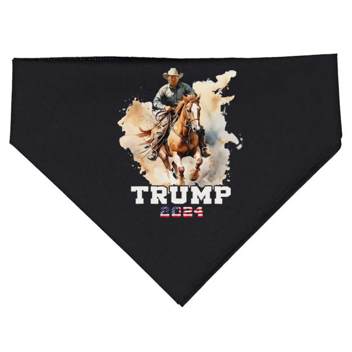 Trump Riding Horse American Flag Cowboy Design USA-Made Doggie Bandana