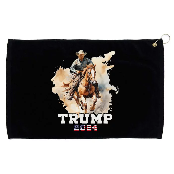 Trump Riding Horse American Flag Cowboy Design Grommeted Golf Towel