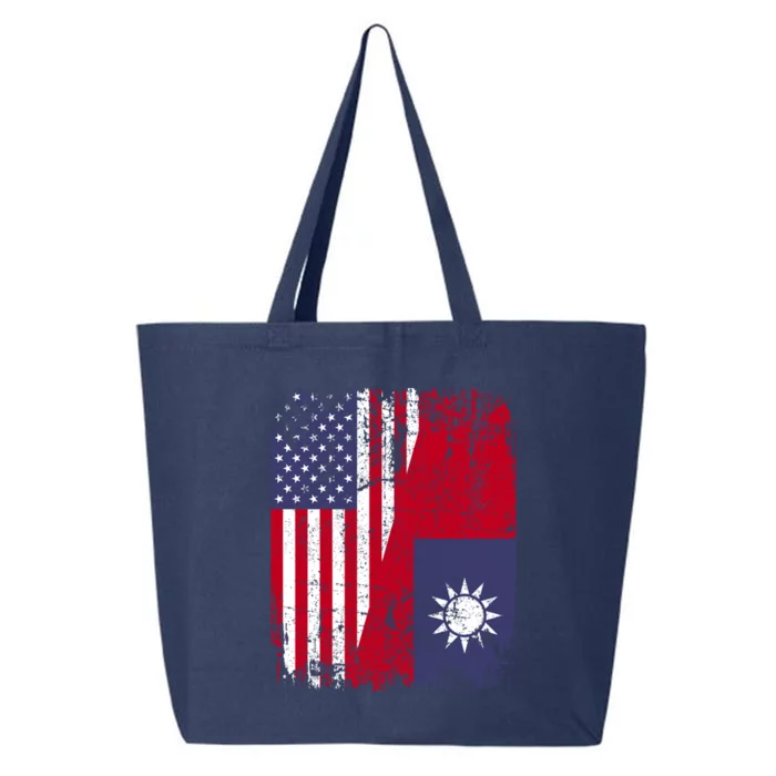 Taiwanese Roots Half American Flag Usa Taiwan Flag Gift 25L Jumbo Tote