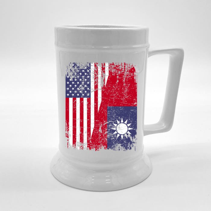 Taiwanese Roots Half American Flag Usa Taiwan Flag Gift Front & Back Beer Stein