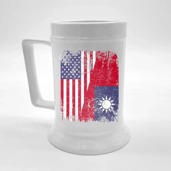 Taiwanese Roots Half American Flag Usa Taiwan Flag Gift Front & Back Beer Stein