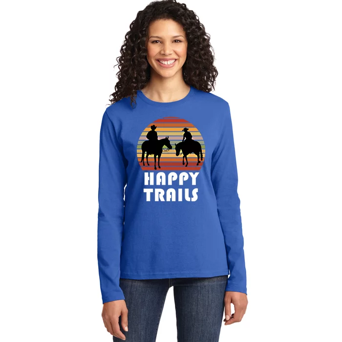 Trail Riding Horse Lover Gift For Cow Cow Gift Ladies Long Sleeve Shirt