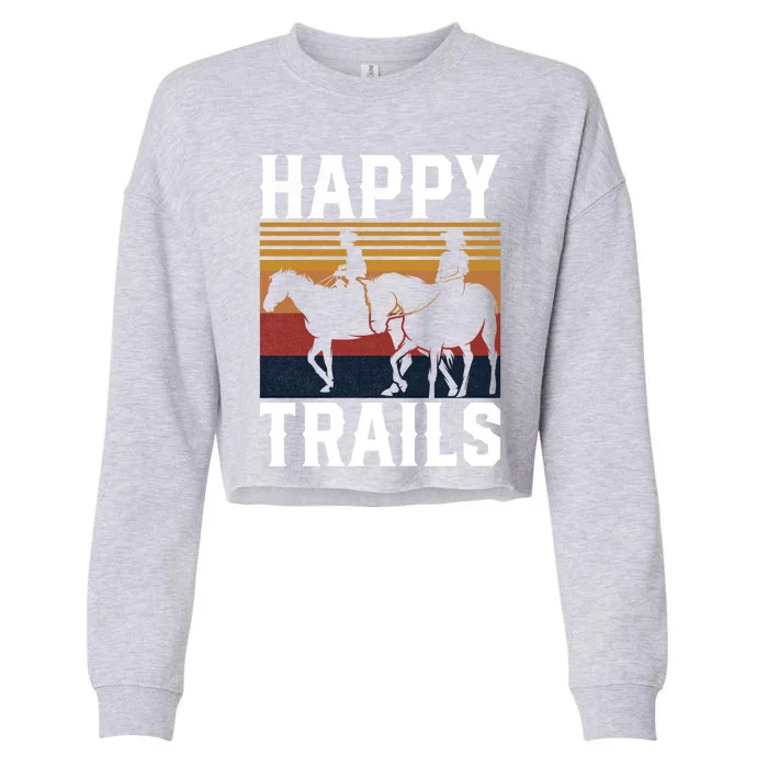 Trail Riding Horse Lover Horseback For Cow Cow Gift Cropped Pullover Crew