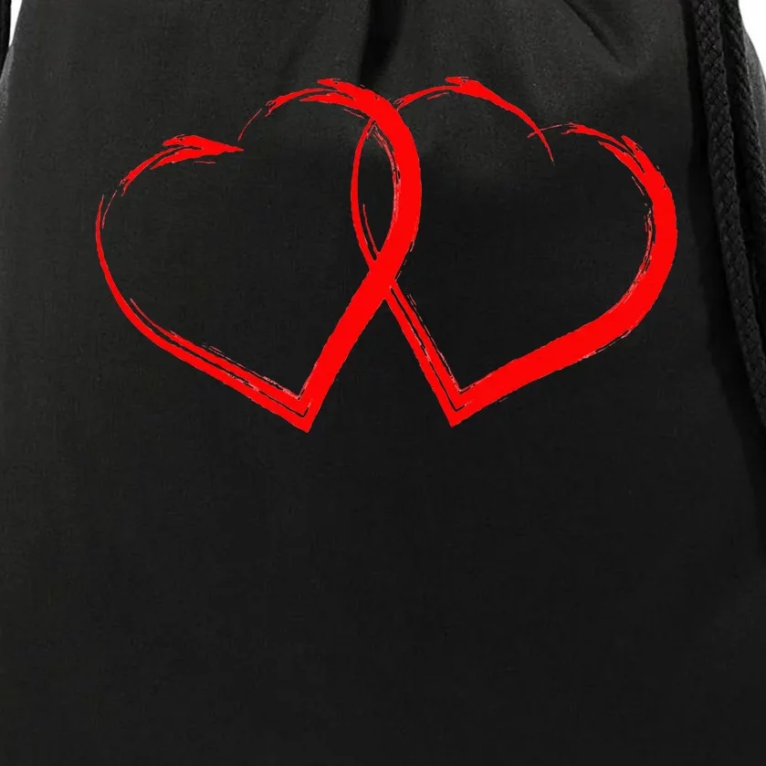 Two Red Hearts Cool Love Heart Valentines Day Drawstring Bag