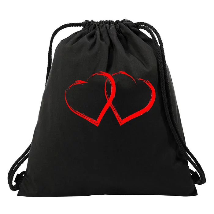 Two Red Hearts Cool Love Heart Valentines Day Drawstring Bag