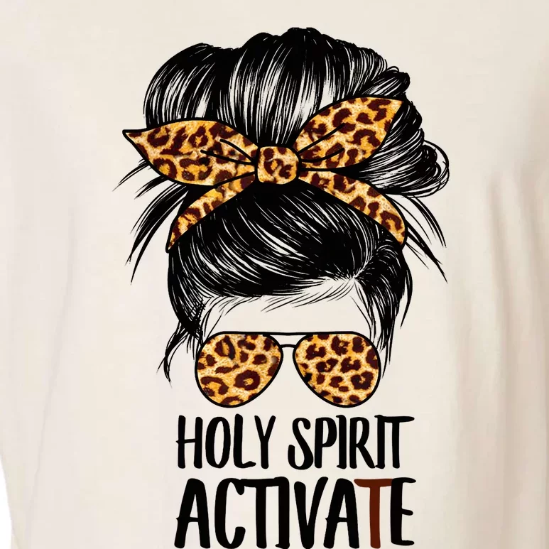 Trendy Religious Holy Spirit Cool Mom Life Leopard Print Garment-Dyed Women's Muscle Tee