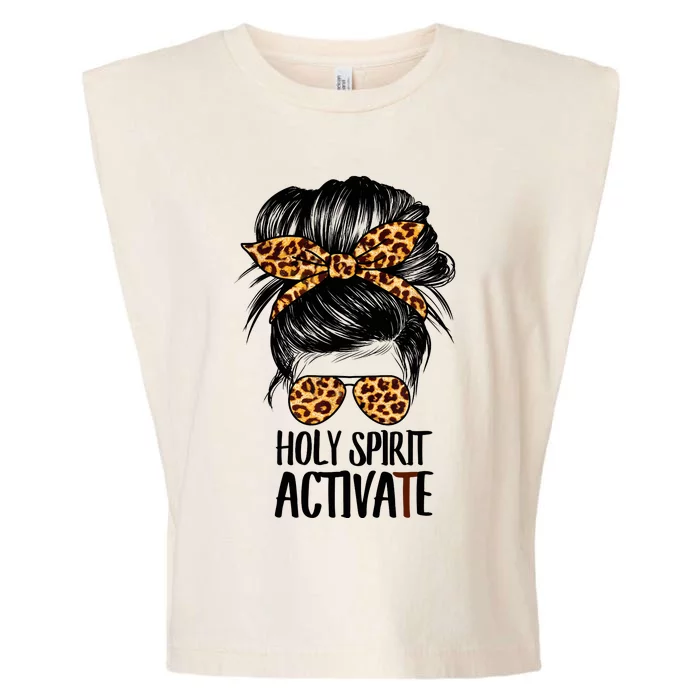 Trendy Religious Holy Spirit Cool Mom Life Leopard Print Garment-Dyed Women's Muscle Tee