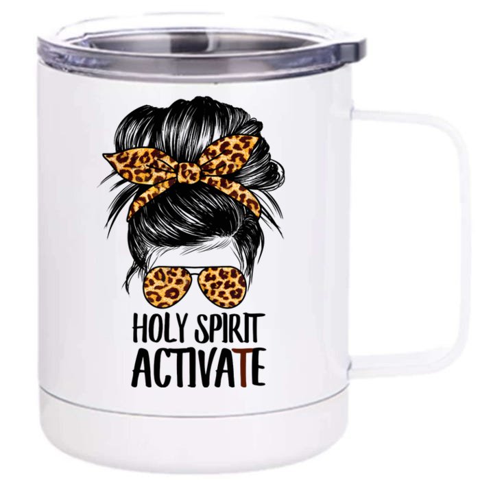 Trendy Religious Holy Spirit Cool Mom Life Leopard Print Front & Back 12oz Stainless Steel Tumbler Cup