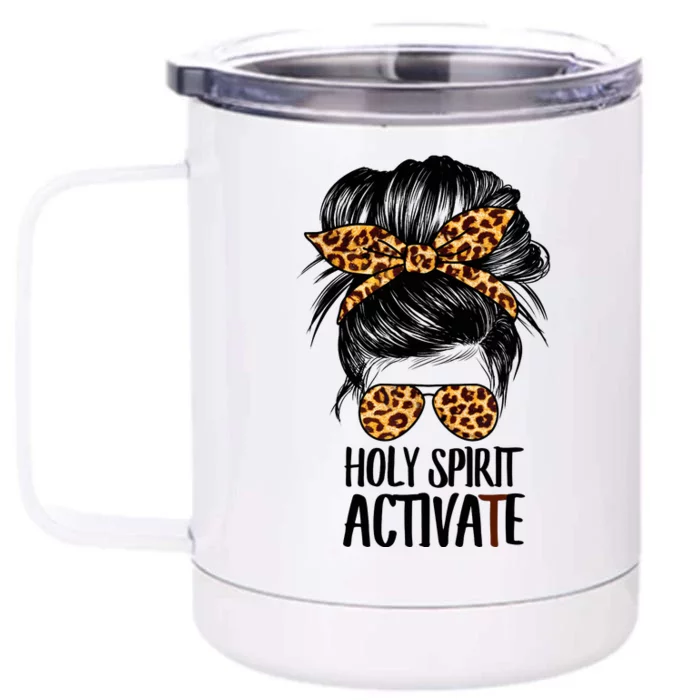 Trendy Religious Holy Spirit Cool Mom Life Leopard Print Front & Back 12oz Stainless Steel Tumbler Cup