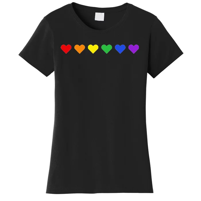 Tiny Rainbow Hearts Subtle Pride Month Flag Women's T-Shirt