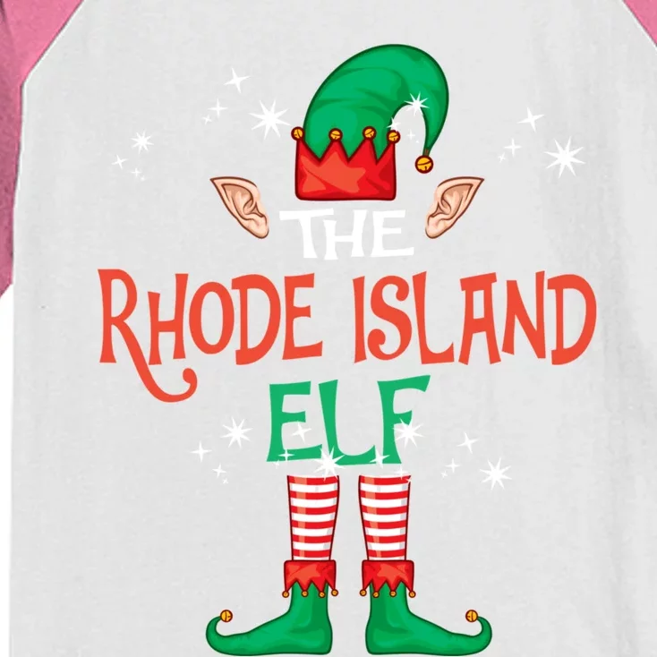 The Rhode Island Elf Matching Family Group Christmas Funny Costume Xmas Kids Colorblock Raglan Jersey