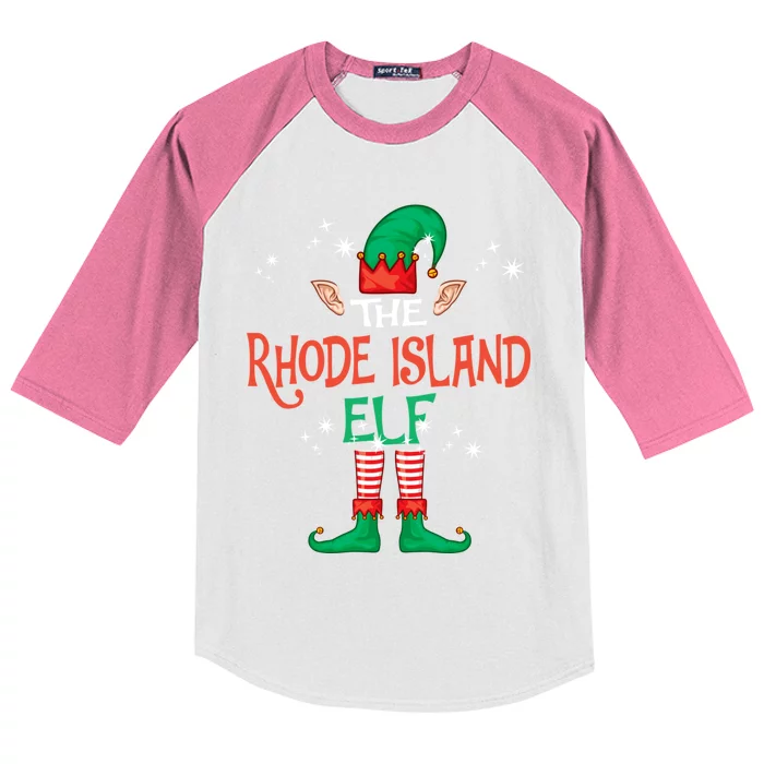 The Rhode Island Elf Matching Family Group Christmas Funny Costume Xmas Kids Colorblock Raglan Jersey