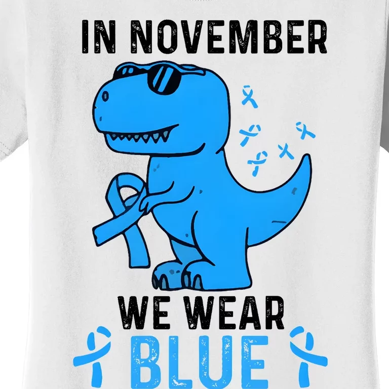 T Rex In November We Wear Blue Diabetes Support Women's T-Shirt