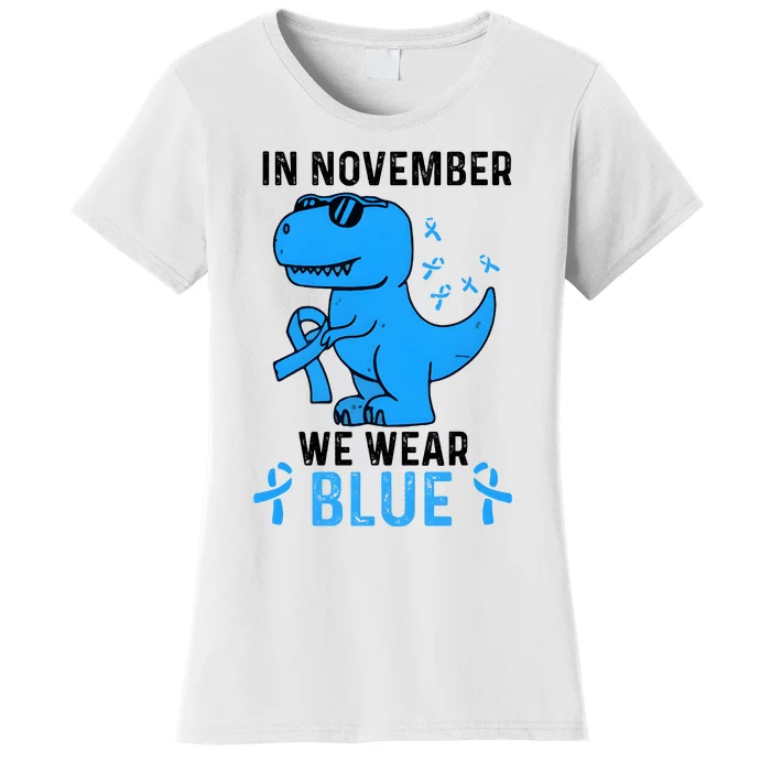 T Rex In November We Wear Blue Diabetes Support Women's T-Shirt