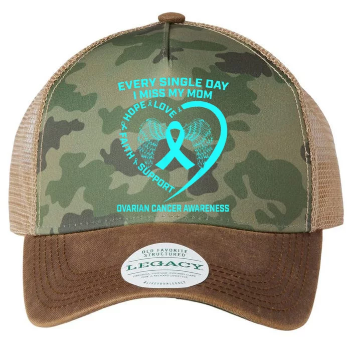 Teal Ribbon In Memory Of My Mom Ovarian Cancer Awareness Legacy Tie Dye Trucker Hat