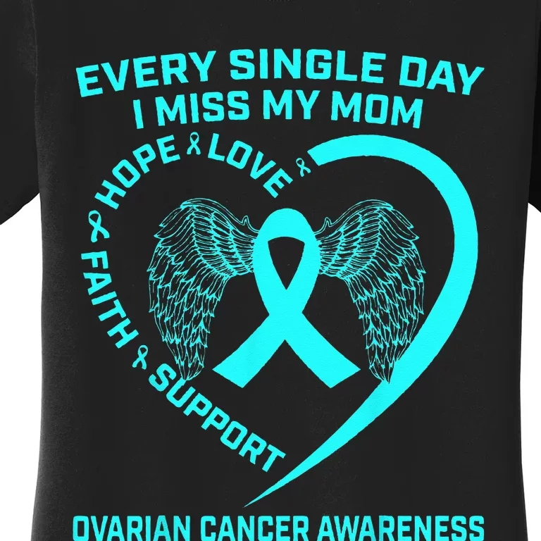 Teal Ribbon In Memory Of My Mom Ovarian Cancer Awareness Women's T-Shirt