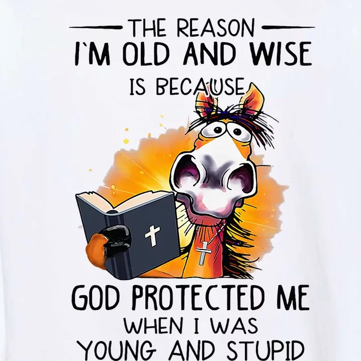 The Reason IM Old And Wise Is Because God Protected Me Garment-Dyed Sweatshirt