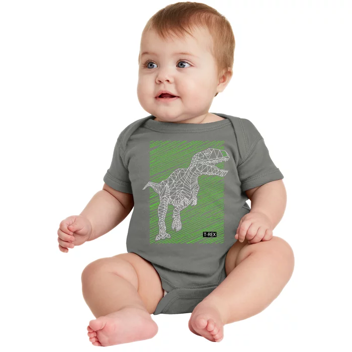 T Rex Illustration Baby Bodysuit