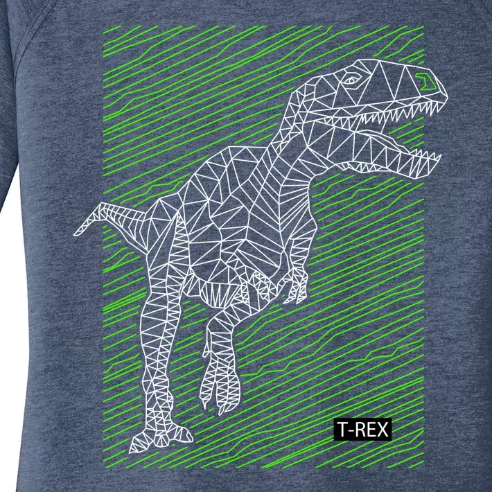 T Rex Illustration Women's Perfect Tri Tunic Long Sleeve Shirt