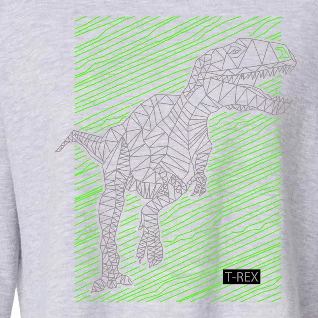 T Rex Illustration Cropped Pullover Crew