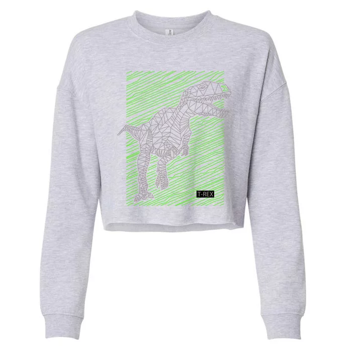 T Rex Illustration Cropped Pullover Crew