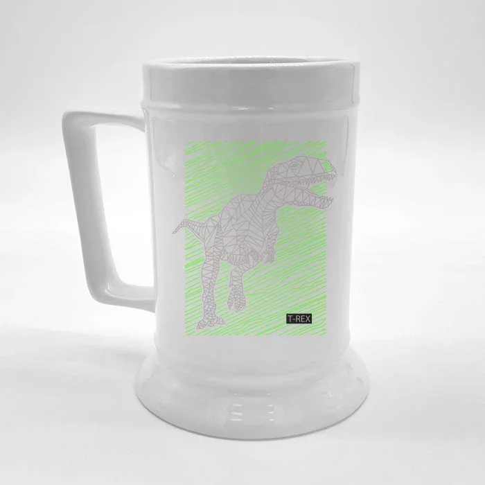 T Rex Illustration Front & Back Beer Stein