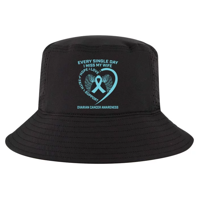 Teal Ribbon In Memory Of My Wife Ovarian Cancer Awareness Cool Comfort Performance Bucket Hat