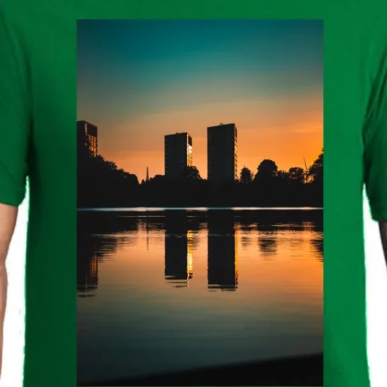 Towers Reflecting In The Pond Premium Pajama Set