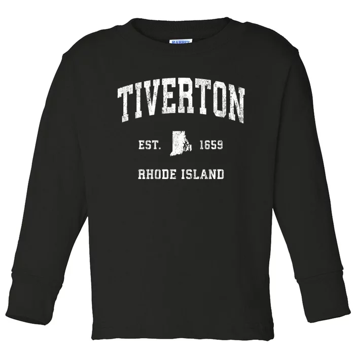 Tiverton Rhode Island Ri Vintage Athletic Sports Design Toddler Long Sleeve Shirt