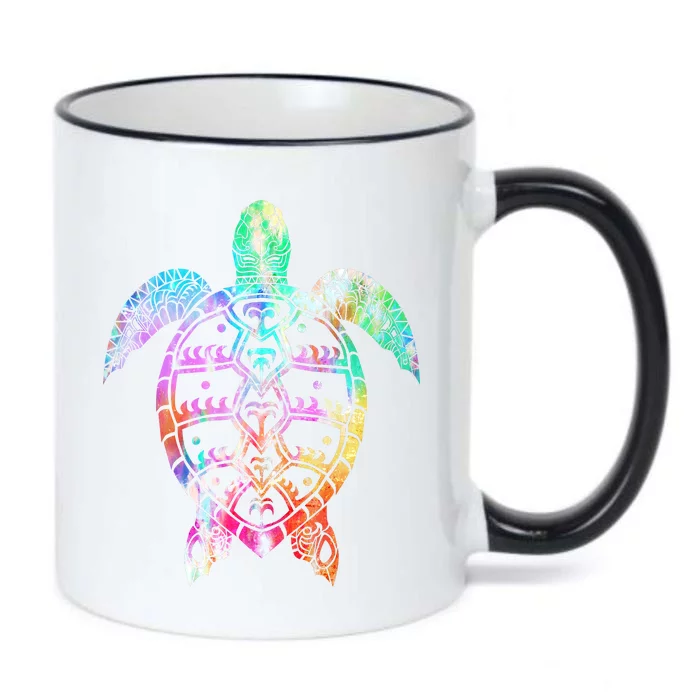 Tribal Colorful Turtle Black Color Changing Mug