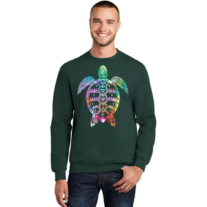 Tribal Colorful Turtle Tall Sweatshirt