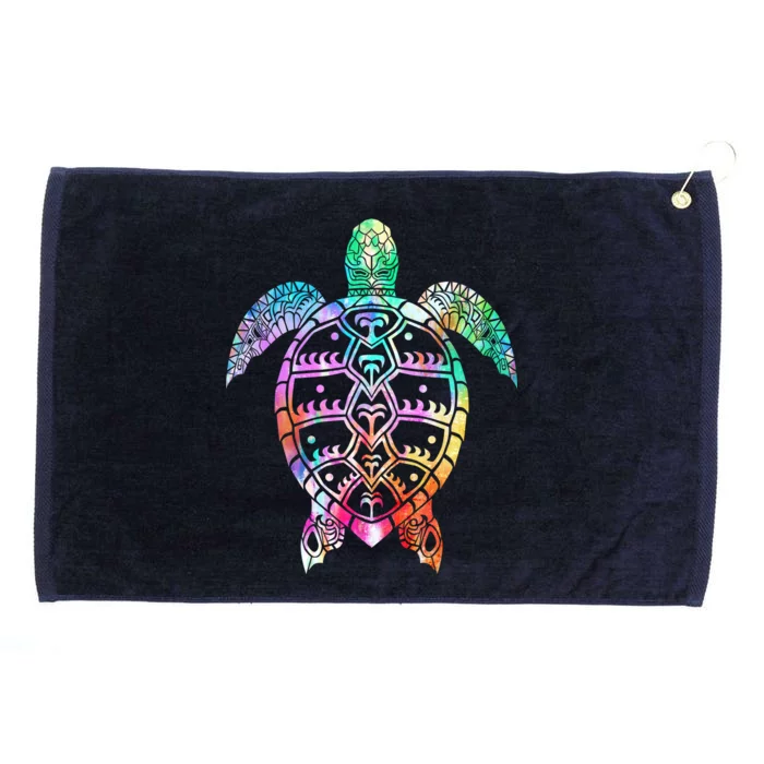 Tribal Colorful Turtle Grommeted Golf Towel