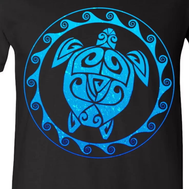 Tribal Sea Turtle V-Neck T-Shirt