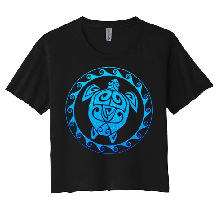 Tribal Sea Turtle Women's Crop Top Tee