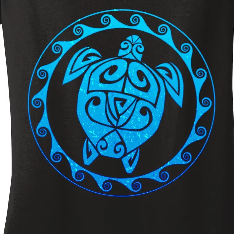 Tribal Sea Turtle Women's V-Neck T-Shirt