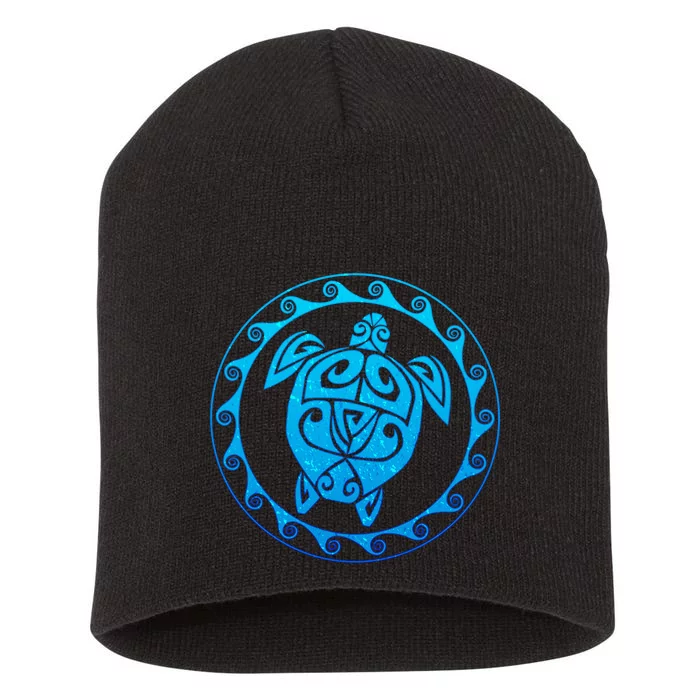 Tribal Sea Turtle Short Acrylic Beanie