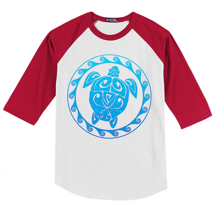 Tribal Sea Turtle Kids Colorblock Raglan Jersey