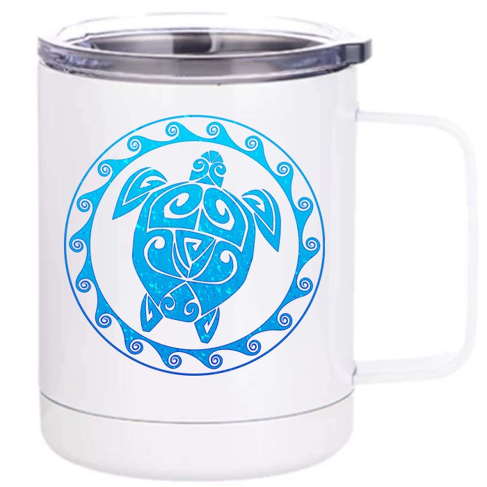 Tribal Sea Turtle Front & Back 12oz Stainless Steel Tumbler Cup