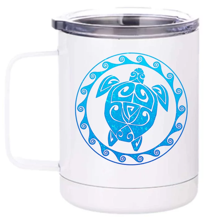 Tribal Sea Turtle Front & Back 12oz Stainless Steel Tumbler Cup